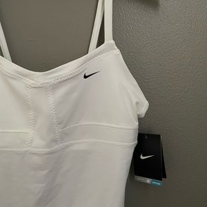 White dri-fit Nike tank top with built-in bra